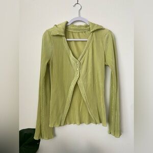 Ribbed Silky Green Top